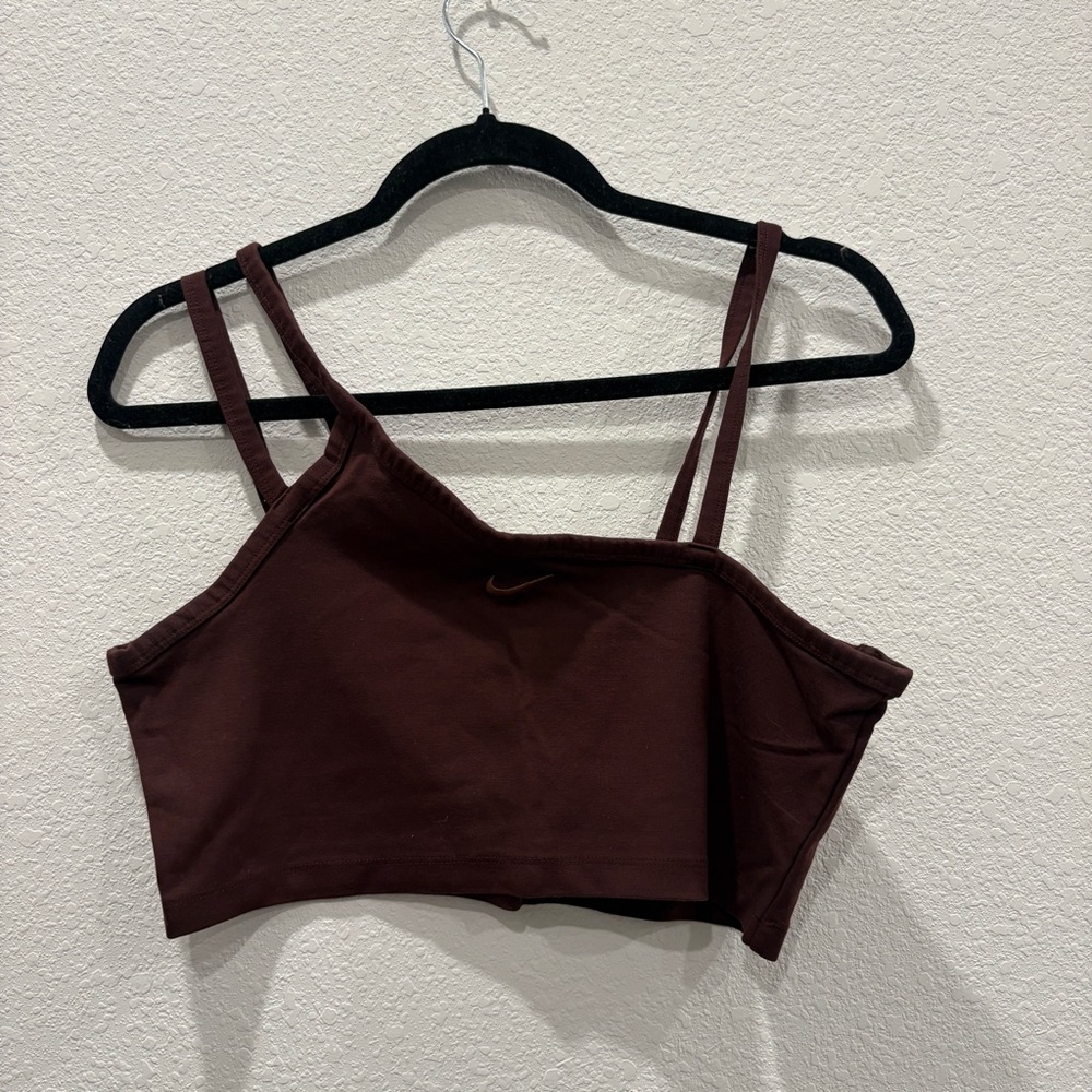 Nike Women's Maroon Double-Strap Cropped Tank Top